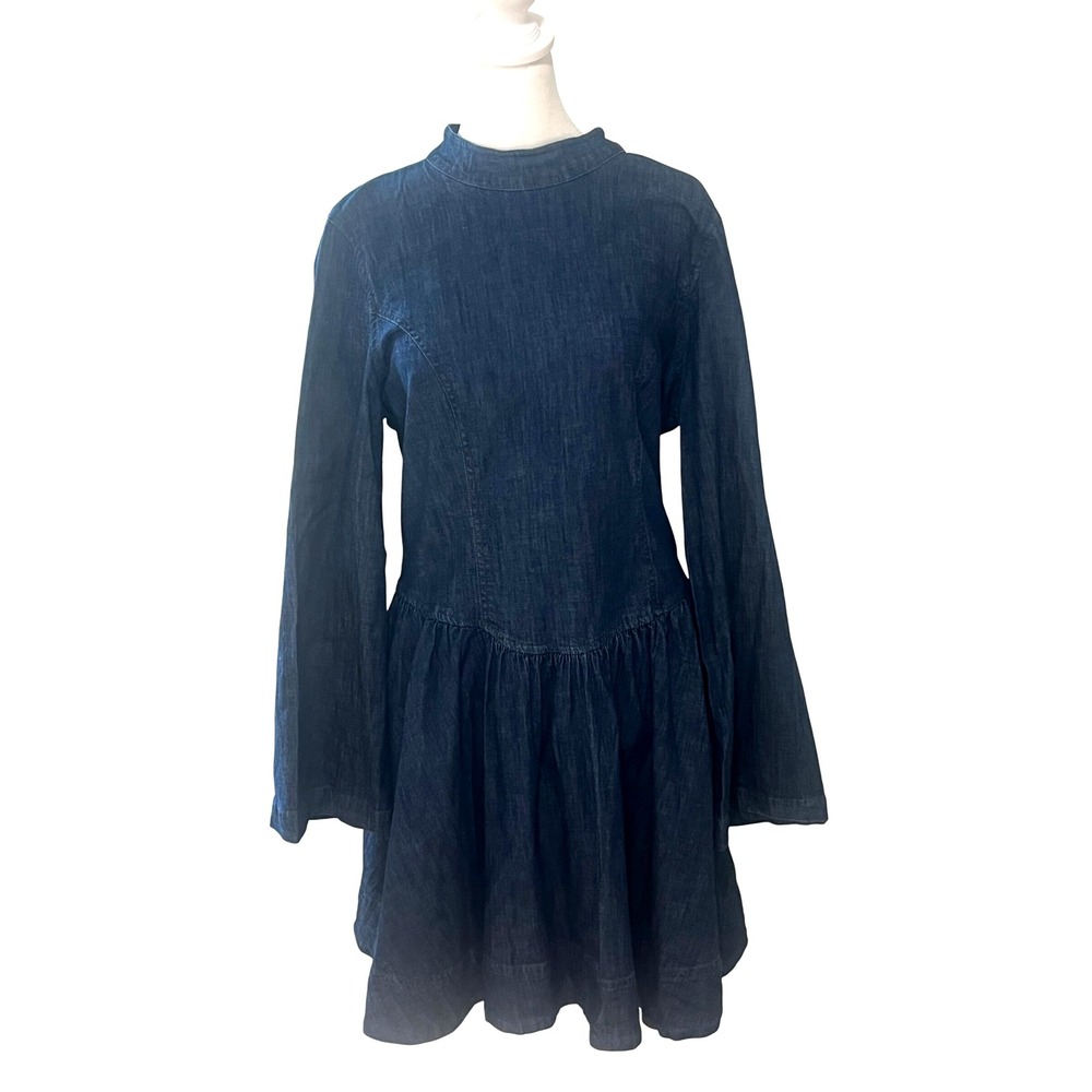 Porridge Anthropologie‎ denim mini dress long sleeve women medium drop waist